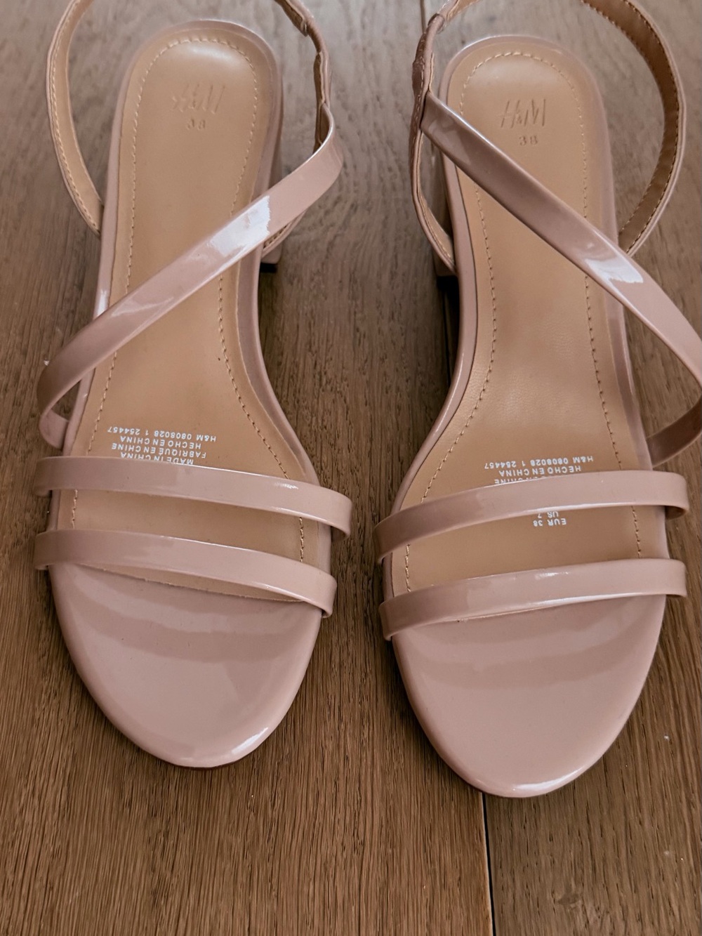 H&M Women's Strappy Block Heel Sandals in Nude